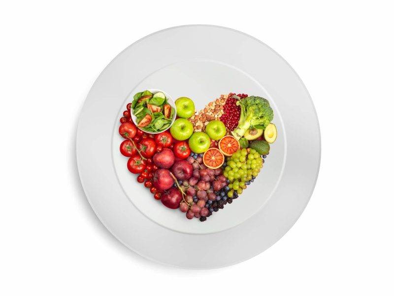 Healthy food in heart shape